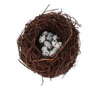 TOBBOMEY Mini Artificial Rattan Bird Nest with Simulation Eggs for DIY Crafts Cozy Microlandscape Decoration Natural Material Garden and Home Party Centerpieces
