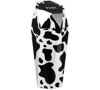 TOBBOMEY Mini Car Garbage Can with Lid, Portable Plastic Trash Bin 20x8cm, Cow Print Auto Trash Can for Car Door Storage and Waste Management