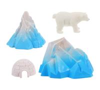 TOBBOMEY Mini Dollhouse Accessories Lifelike Ice Houses Models with Large Polar Bear Figurine and Arctic Iceberg for Kids’ Diorama Snow Scene Toys