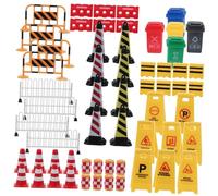 TOBBOMEY Mini Traffic Sign Model for Educational Road Safety with Plastic Cones and Barricades Lightweight and Portable Traffic Cognition Learning Tool for Classroom Use