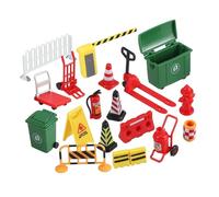 TOBBOMEY Miniature Traffic Barrier Traffic Cones Construction Signs for Classroom Teaching and Interactive Sandbox Play Educational Road Infrastructure Model