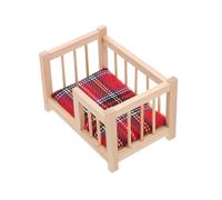 TOBBOMEY Miniature Wooden Dollhouse Cradle with Mattress Bedding Detailed Craftsmanship Doll Furniture for DIY Decoration and Collectible Scene Props Compact Pretend Play Accessory