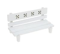 TOBBOMEY Miniature Wooden Garden Bench White Vintage Style Dollhouse Accessories for Micro Landscaping and Mini House Decoration