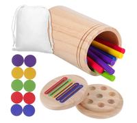 TOBBOMEY Montessori Wooden Color Sorting Cup with Sticks for Educational Sensory for Fine Motor Skills Development Lightweight and Safe Playroom Essential
