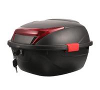 TOBBOMEY Motorcycle Rear Storage Box Large Capacity Motorbike Tail Box with Safety Lock Fit for Helmet Clothes Gloves Outdoor Gear Black Matte Finish with Reinforced Base and Random Color