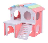 TOBBOMEY Multi-use Hamster House with Climbing Ladder Small Animal Hideout for Sleeping and Hiding Wear-resistant Wooden Villa for Hamsters Squirrels Hedgehogs and Dwarf Pets Cute Cage