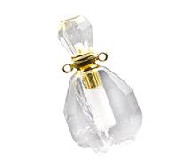 TOBBOMEY Natural Fluorite Crystal Pendant Necklace for Women Mini Essential Oil Perfume Bottle with Sealing Plug Lightweight Hanging Jewelry Accessory Colorful Wishing Bottle Decoration