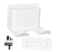 TOBBOMEY No Drill Adhesive Hair Dryer Holder Wall Mount with Cord Management Versatile Hair Styling Tool Organizer Shelf for Bathroom Storage and Accessories