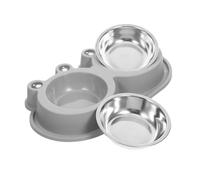 TOBBOMEY Non-slip Small Dog Bowl Double Cat Feeder with Stainless Steel Bowls Moat Design for and Water Stable Pet Feeding Dish for Puppies Kittens and Medium Cats