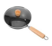 TOBBOMEY Non-Stick Chinese Wok with Glass Lid Flat Bottom Cooking Pot for Gas and Induction Stoves Ergonomic Heat-Resistant Handle Easy to Clean Household Stir Fry Pan