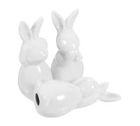 TOBBOMEY Nordic Style Ceramic Bunny Figurine No Hear No See Speak Rabbit Statues White Easter Tabletop Centerpiece Ornaments Home Decor and