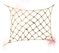 TOBBOMEY Parrot Climbing Net and Swing Toy with Hooks, Natural Jute Rope, Large 50x40cm, Bird Toy for Cage Play and Small Pets, Suitable for Parrots and Hamsters
