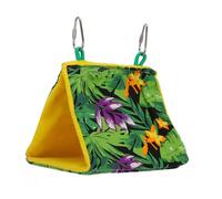 TOBBOMEY Parrot Hammock Breathable Bird Nest Bed for Pets Tropical Print Comfortable Triangle Shape for Canaries Larks and Budgies