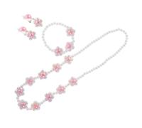 TOBBOMEY Pearl Flower Jewelry Pearl Earrings Little Jewelry Hand Chain Bracelet ' Earrings Necklace for Little Statement Necklace Pink Resin