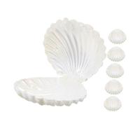 TOBBOMEY Pearlescent Seashell Candy Boxes 6pcs Mini Shell Trinket Holders Jewelry Storage Case for Wedding Party Favor Packaging Small White Pearl