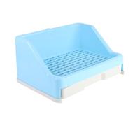 TOBBOMEY Pet Rabbit Drawer Toilet Blue Anti-splash Urine Tray Multi-purpose Small Animal Bathroom Pan for Indoor Bunny Hygiene