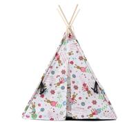 TOBBOMEY Pet Triangle Tent Dog Nest Folding Wooden Kennel 43x43x53cm Washable Portable Shelter for Small Dogs Cats and Rabbits