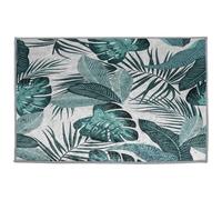 TOBBOMEY Plantain Leaf Floor Mat 40x60cm Square Green Tropical Palm Pattern Carpet for Bedroom Indoor Use, Washable Area Rug with Summer Botanical Design