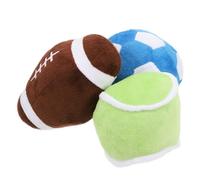TOBBOMEY Plush Pet Chew Balls for Puppy and Cat Training Plush Balls Including Tennis Football and Rugby Shapes for Fetch Chewing and Oral