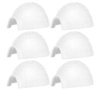 TOBBOMEY Polar Animal Igloo Model 6Pcs Mini Figurines Small Polar Region Ice House Craft for ’s Micro Landscape, Bedroom and Living Room Decor