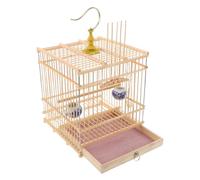 TOBBOMEY Portable Bird Cage with Detachable Feeders for Parakeets and Goldfinches Carbonized Outdoor Cage with Tray Stable Natural Habitat for Office Garden Balcony Use