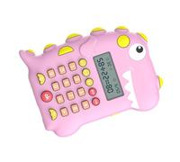 TOBBOMEY Portable Dinosaur Shaped Calculator Early Education for Pink Learning Machine with Addition Subtraction Multiplication Division Functions Timing Game for Math Logic Development