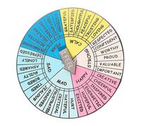 TOBBOMEY Portable Feeling Wheel Badge Metal Emotion Decor Alloy Craft Compact Keyring Ornament for Mental Health Therapy and Stress Management