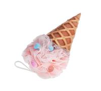 TOBBOMEY Portable Ice Cream Cartoon Bath Sponge for Soft Exfoliating Shower Pouf with Dense Fibers Rich Lather Body Loofah for Home Travel Outdoor Use Lightweight Household Bathing Ball