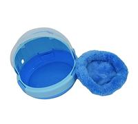 TOBBOMEY Portable Parrot Travel Cage Lightweight Outdoor Bird Carrier for Small Birds with Transparent Design for Pet Grooming Vet Visits Includes Soft Blue Nest Mat