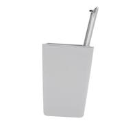 TOBBOMEY Portable Plastic Trash Can with Pop Up Lid Compact Bathroom Garbage Bin Home Supply Container for Wastepaper Tissues and Kitchen Scraps Space Saving Grey Trash Container