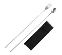 TOBBOMEY Portable Telescopic Stainless Steel Fork and Spoon with Extendable Long Handles for Camping BBQ Self-Service Buffets Multi-Purpose Reusable Travel Utensils