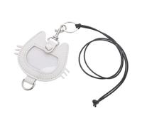 TOBBOMEY PU Leather Pet Hair Keepsake Keychain Cat Memorial Keyring with Hair Storage Stylish White Bag Pendant for Pet Owners and Functional Key Holder