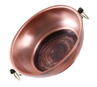 TOBBOMEY Pure Copper Buddhist Smoke Plate with Carved Patterns Stable Temple Fruit Holder for Fire Tribute and Ritual Offerings Medium Retro Style Worship Dish for Home and Use