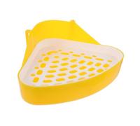 TOBBOMEY Rabbit Litter Box and Potty Trainer Plastic Mini Pet Toilet Tray Yellow for Guinea Pig and Bunny Small Animal Toilet