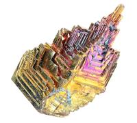 TOBBOMEY Rare Bismuth Crystal Mineral Specimen Rainbow Metal Artwork Ornament for Home Office Table Decor Unique Irregular Shape Collectible Display