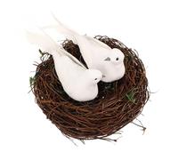 TOBBOMEY Rattan Bird Nest Fake Bird Garden Ornament Spring Decor Handmade Craft Simulation Nest