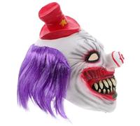 TOBBOMEY Realistic Evil Clown Mask with Vibrant Green and Purple Wig Scary Full Face Latex Horror Mask for Adults Creepy Cosplay Costume for Halloween Haunted House Decor and Party Supplies