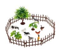 TOBBOMEY Realistic Miniature Farm Scene Set with Animal Figures and Fence Accessories for Educational Play and Creative Farm Ecosystem Decoration Model Kit