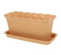 TOBBOMEY Rectangular Plastic Vegetable Growing Pot with Saucer for Succulents Flowers and Herbs Window Box Planter for Balcony Garden and Home Greening Small Gardening Container for Bonsai