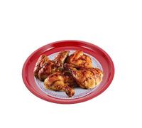 TOBBOMEY Retro Enamel Plate Red Household Round Fruit Vegetable Storage Plate Vintage Floral Pattern Enamelware for Home and Hotel Use Safe Smooth Edges Practical Food Tray