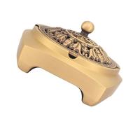 TOBBOMEY Retro Home Ashtray and Incense Holder with Elegant Tabletop Design for Office and Household Use Creative Thick Concave Surface Ornament in Golden Finish