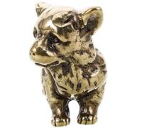 TOBBOMEY Retro Small Brass Dog Figurine Miniature Corgi Statue Solid Antique Brass Ornament Desktop Animal Decoration Collectible Craft Gift for Home Office