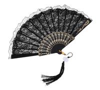 TOBBOMEY Retro Style Lace Hand Fan with Tassel Lightweight Handheld Chinese Dancing Fan for Stage Performance Wall Decoration and Summer Cooling