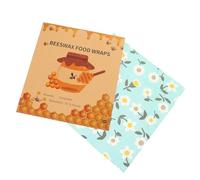 TOBBOMEY Reusable Beeswax Wraps for Food Fresh Keeping, Organic Decorative Beeswax Sheets, Biodegradable Food Wrap Set of 3 Small Floral Prints for Kitchen Supplies