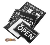 TOBBOMEY Reusable Open Closed Store Hours Sign Blackboard with Erasable Surface for Restaurants Retail Shops Cafes, Changeable Business Hour Indicator, Black and White Decorative Door