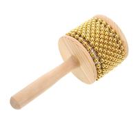 TOBBOMEY Rhythm Cabasa Wooden Shaker with Metal Beads, Hand Percussion Instrument Suitable for World Music and Band Use