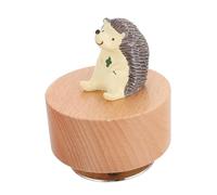 TOBBOMEY Rotatable Cartoon Round Musical Box for Valentine S Day with Lovely Spinning Hedgehog Design Wood and Iron Material Romantic Melody for Women and Music Box Collectors