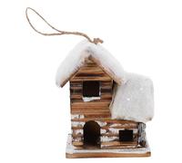 TOBBOMEY Rustic Wooden Christmas Village Mini LED Light Houses with Faux Snow Roof Accents Battery Operated Warm Glow Decorations for Tree Hanging and Winter Table Centerpiece Versatile