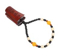 TOBBOMEY Sandalwood Coffin Decor Handcraft with Prosperity Carvings Portable Wooden Sculpture for Collectors Traditional Eastern Lucky Pendant with Hanging Beaded Chain