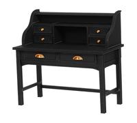 TOBBOMEY Scale Dollhouse Desk Black Vintage Style Detailed Mini Desk Furniture for Bedroom Living Library Scenes Pretend Play Accessory for Dollhouse and Collectible Displays
